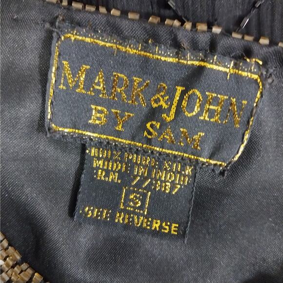 MARK & JOHN! 100% SILK! LUXE BLACK & GOLD ORNATELY BEADED/SEQUINNED JACKET! SZ S - Picture 11 of 13